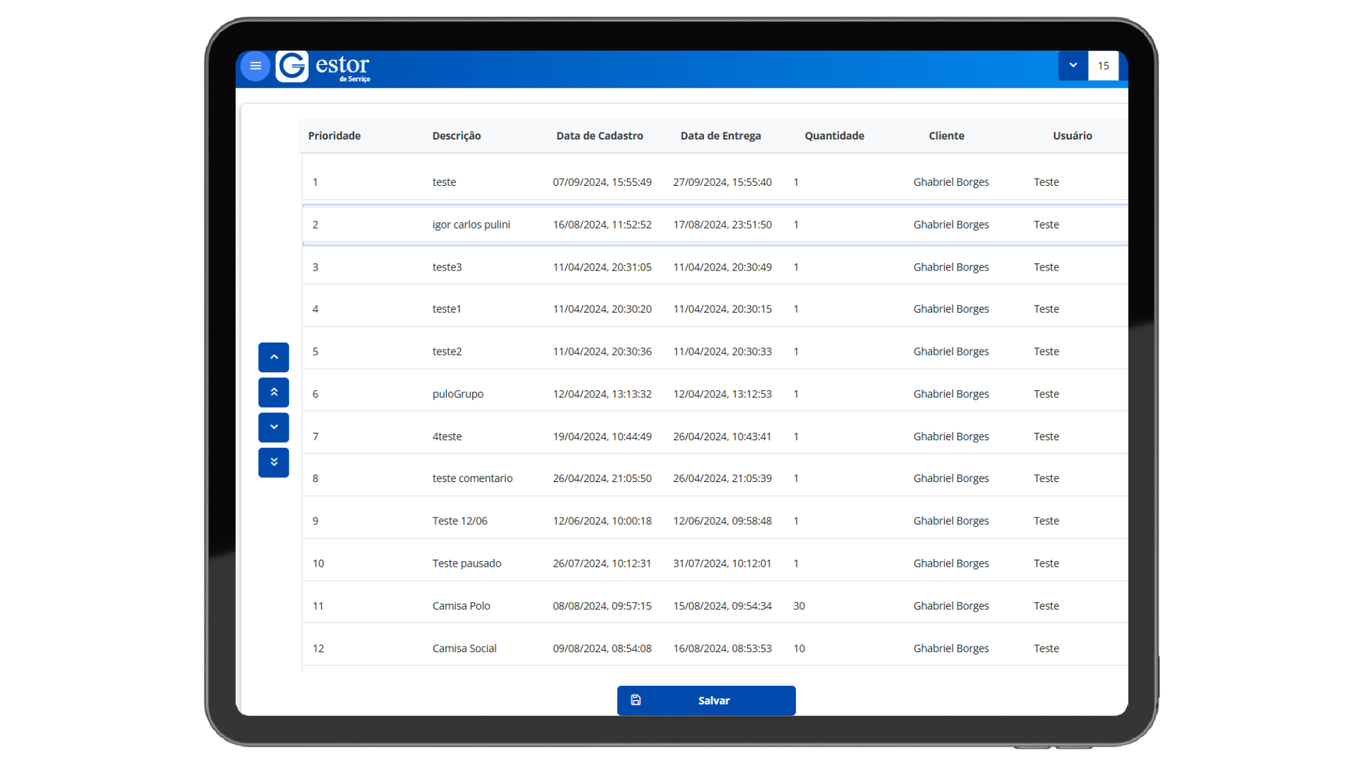 Gestor de Serviço, Software, Gestão, Gestor, SAS, Tablet, prioridade